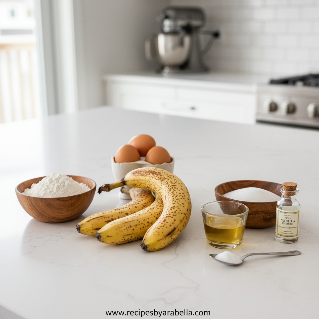 Ultimate One Bowl Banana Bread Recipe - Moist & Easy 2 All ingredients needed for banana bread laid out