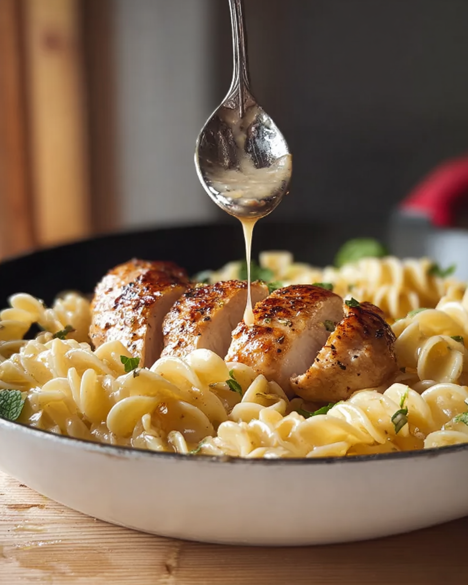 One-Pan Chicken with Buttered Noodles Cooking Process