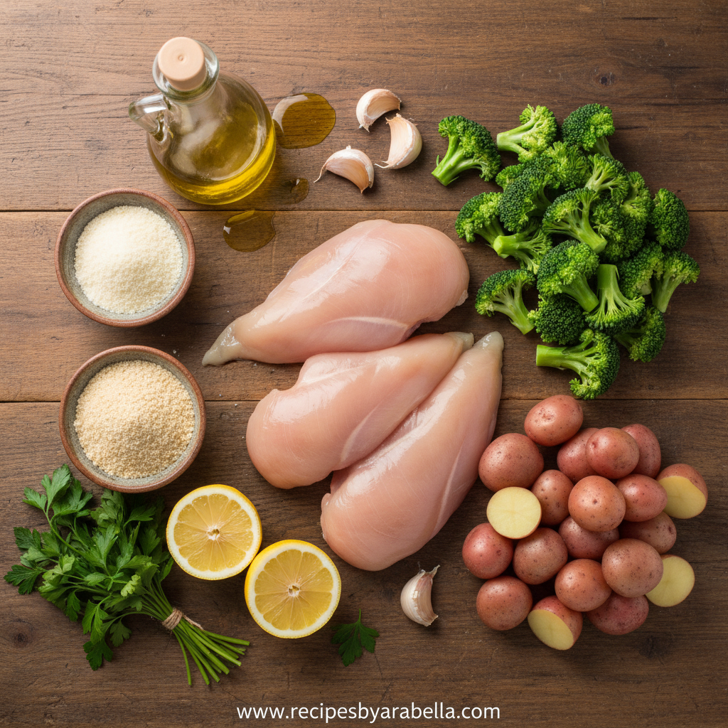 Ultimate Guide to Family Sheet Pan Dinners: Easy One-Pan Meals for Busy Families 2 Ingredients for sheet pan dinner including chicken, vegetables, and seasonings