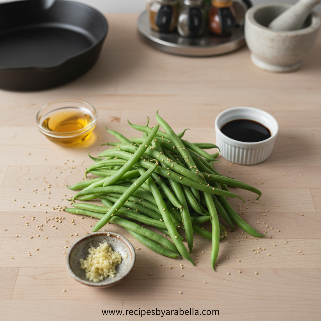 Simple ingredients for sesame green beans