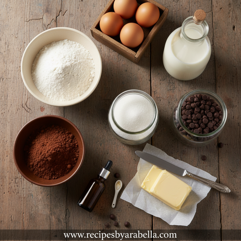 Ingredients for making chocolate cake