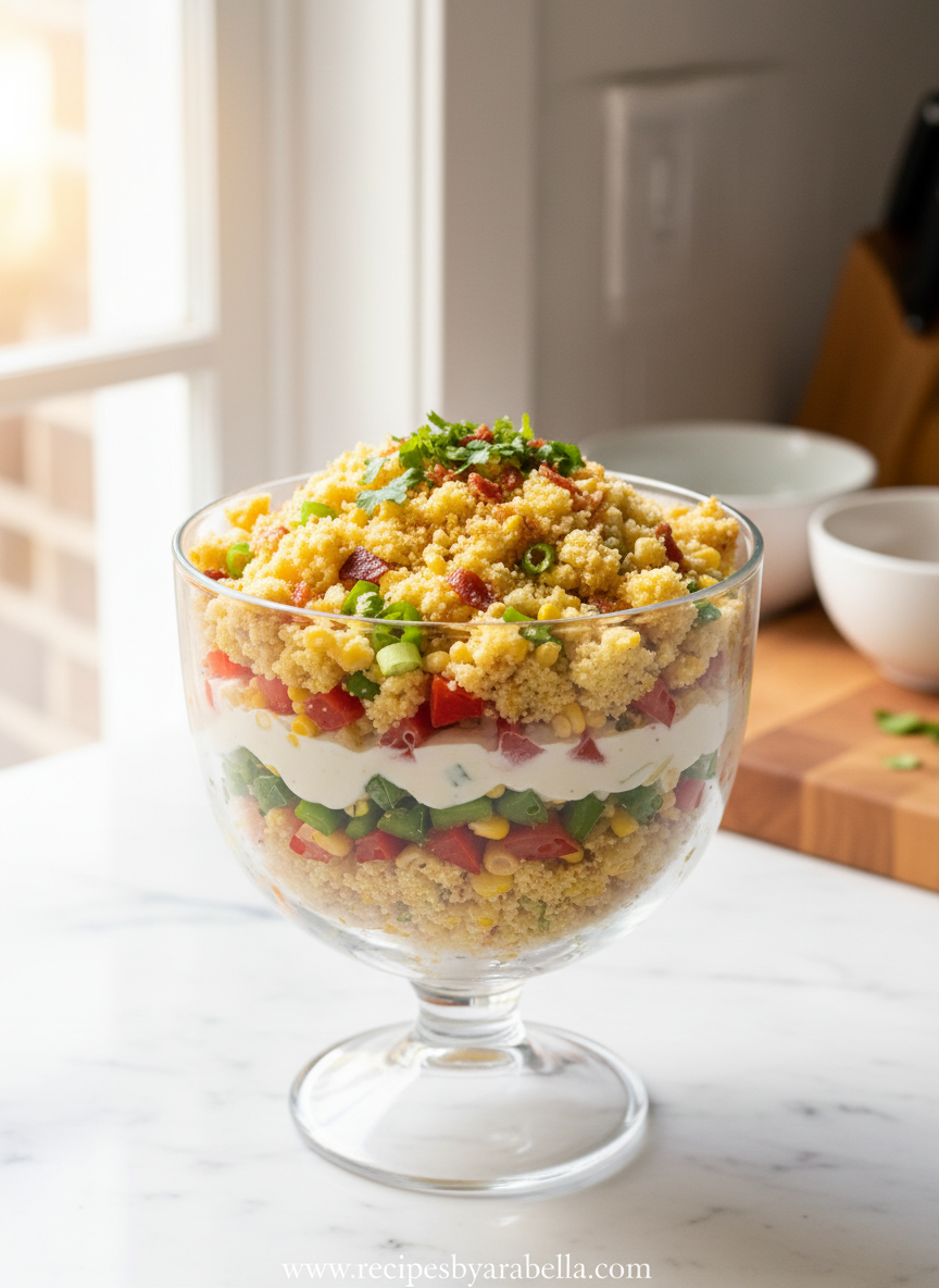 Crumbled Cornbread Salad - Crazy Good Southern Style Recipe 1 Delicious crumbled cornbread salad with fresh vegetables and creamy dressing