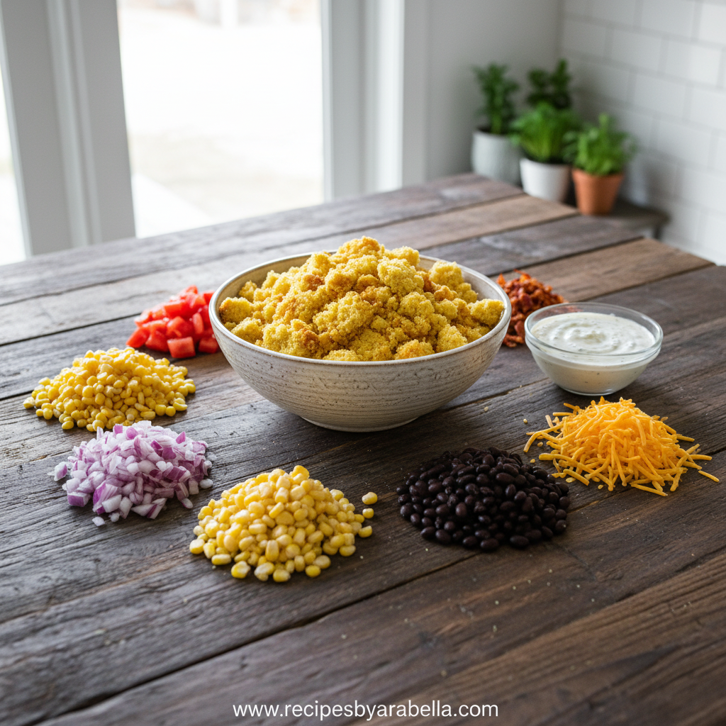 Crumbled Cornbread Salad - Crazy Good Southern Style Recipe 2 Ingredients for making crumbled cornbread salad