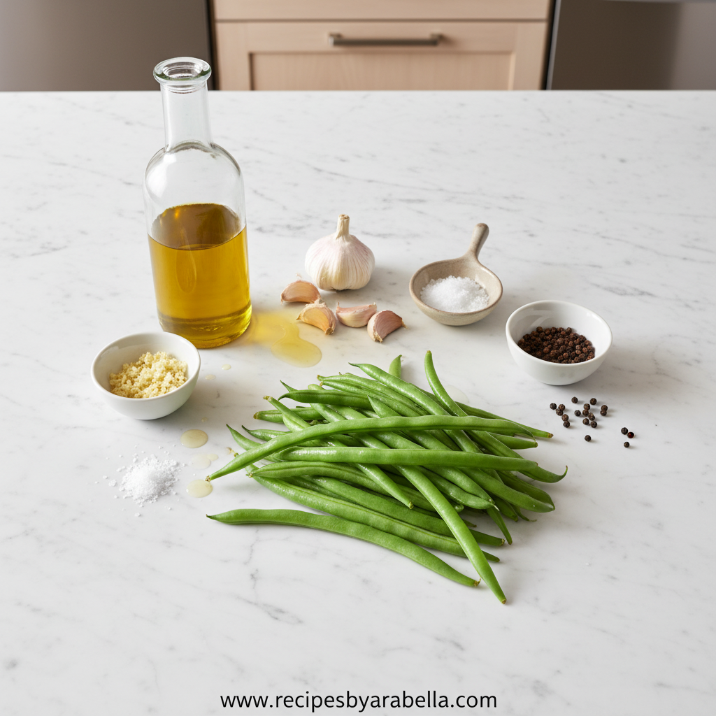 Fresh ingredients for air fryer garlic green beans