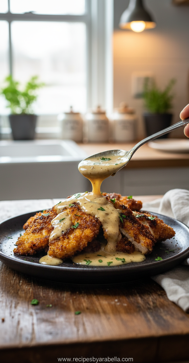 Ultimate Crispy Parmesan Chicken with Garlic Sauce - Easy Restaurant-Style Recipe 1 Crispy Parmesan chicken cutlets with creamy garlic sauce served on a white plate