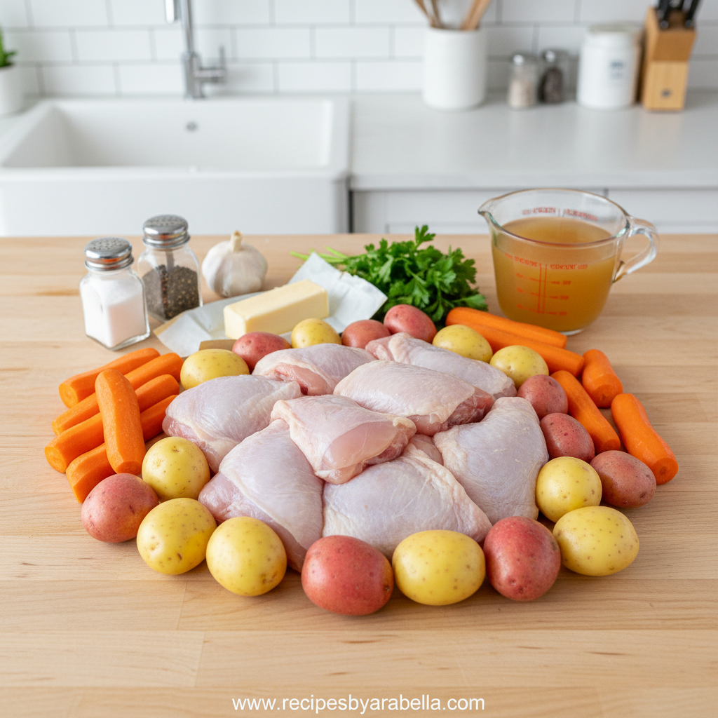 Crock Pot Garlic Butter Chicken with Potatoes and Carrots – Easy One Pot Dinner 2 Ingredients for crock pot garlic butter chicken with potatoes and carrots