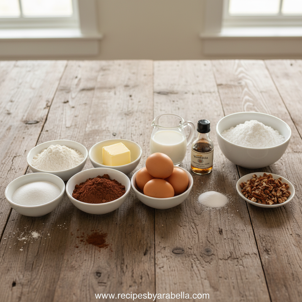 Ingredients for Texas sheet cake