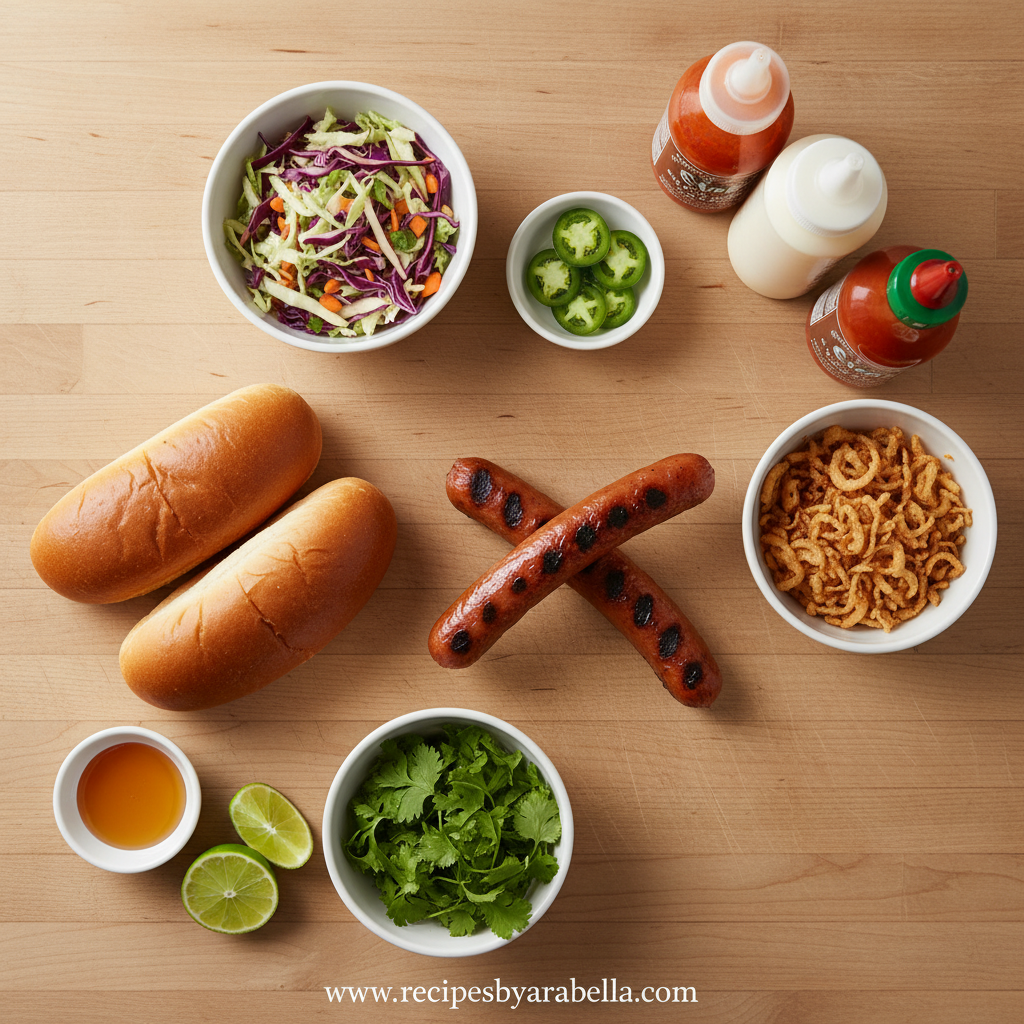 Firecracker Hot Dogs with Spicy Slaw & Crispy Onions - Easy 3-Step Gourmet Recipe 2 Ingredients for firecracker hot dogs with spicy slaw and crispy onions