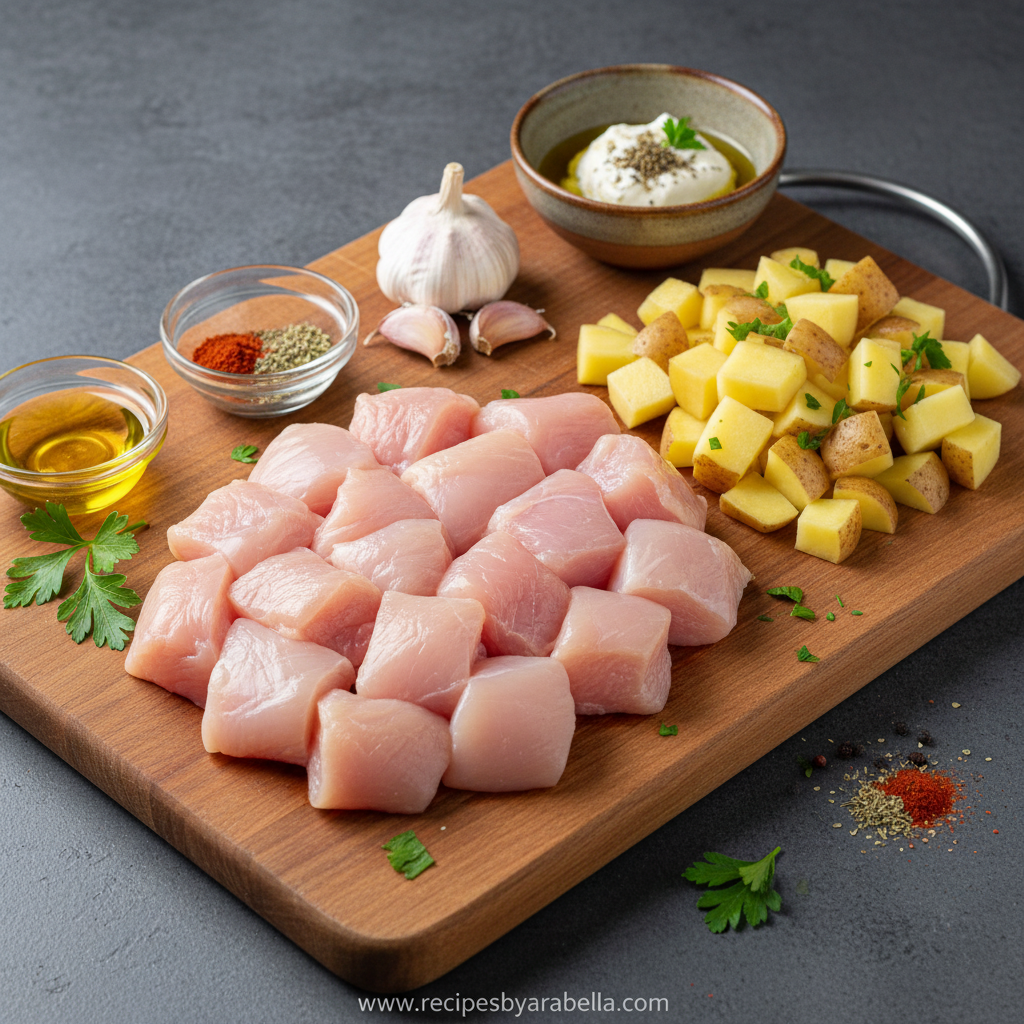 Ingredients for high protein creamy garlic chicken