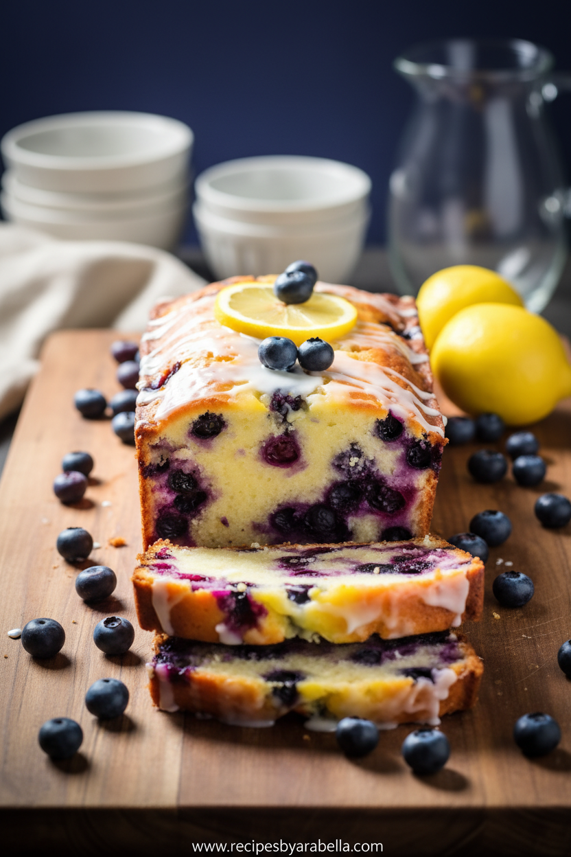 Ultimate Lemon Blueberry Yogurt Loaf: Easy Moist Quick Bread Recipe 1 Beautiful lemon blueberry yogurt loaf with glaze and fresh blueberries