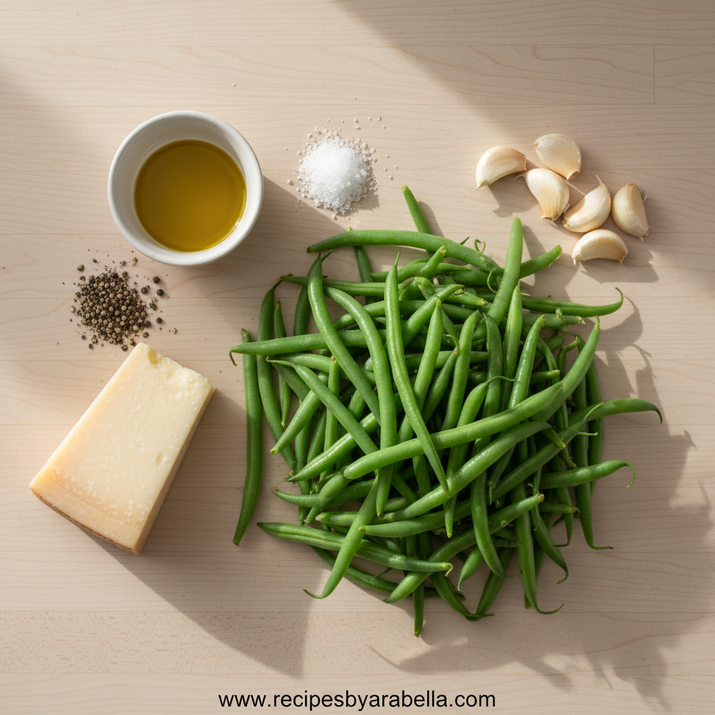 Fresh ingredients for garlic parmesan green beans