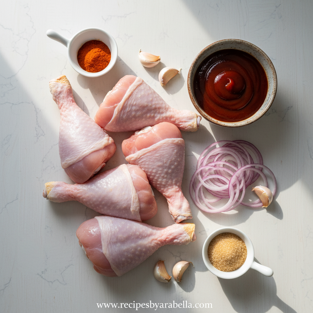 Ingredients for perfect crockpot BBQ chicken legs