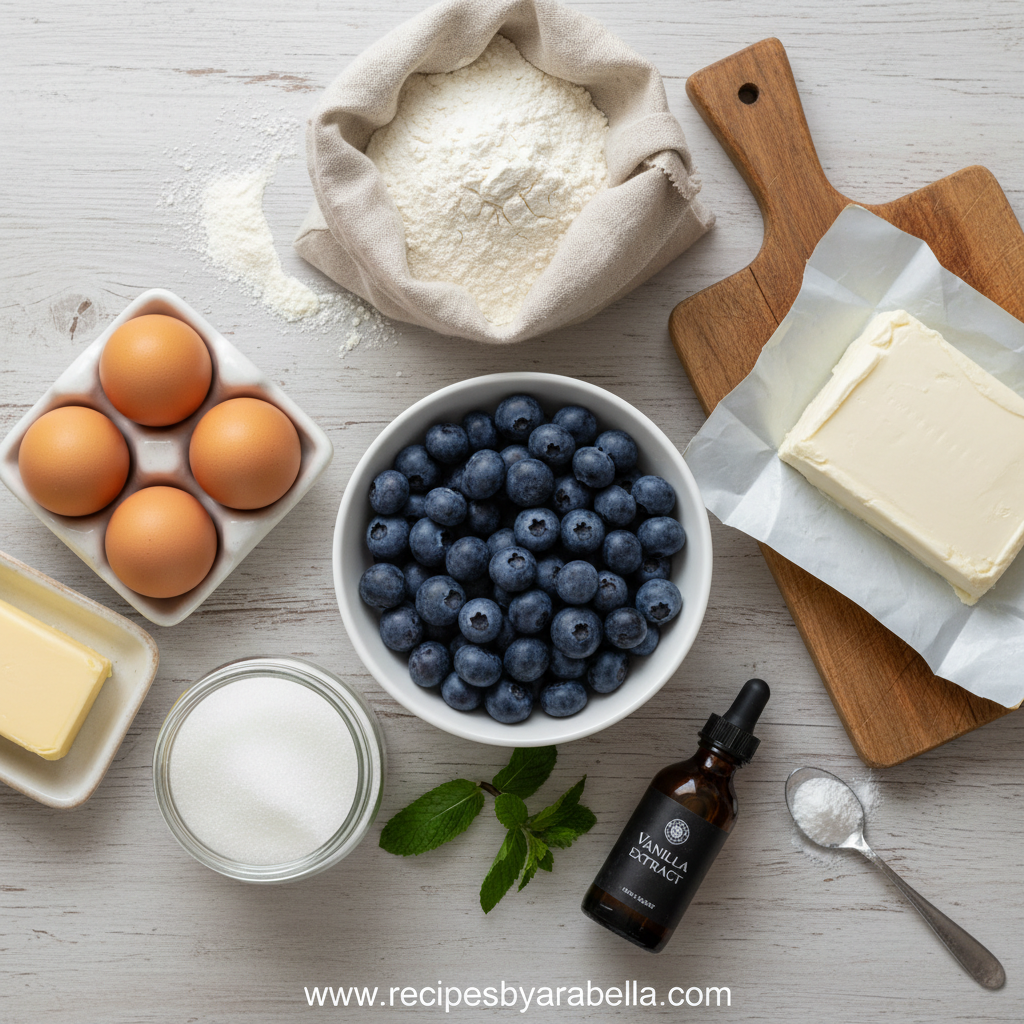 Ingredients for blueberry cream cheese muffins