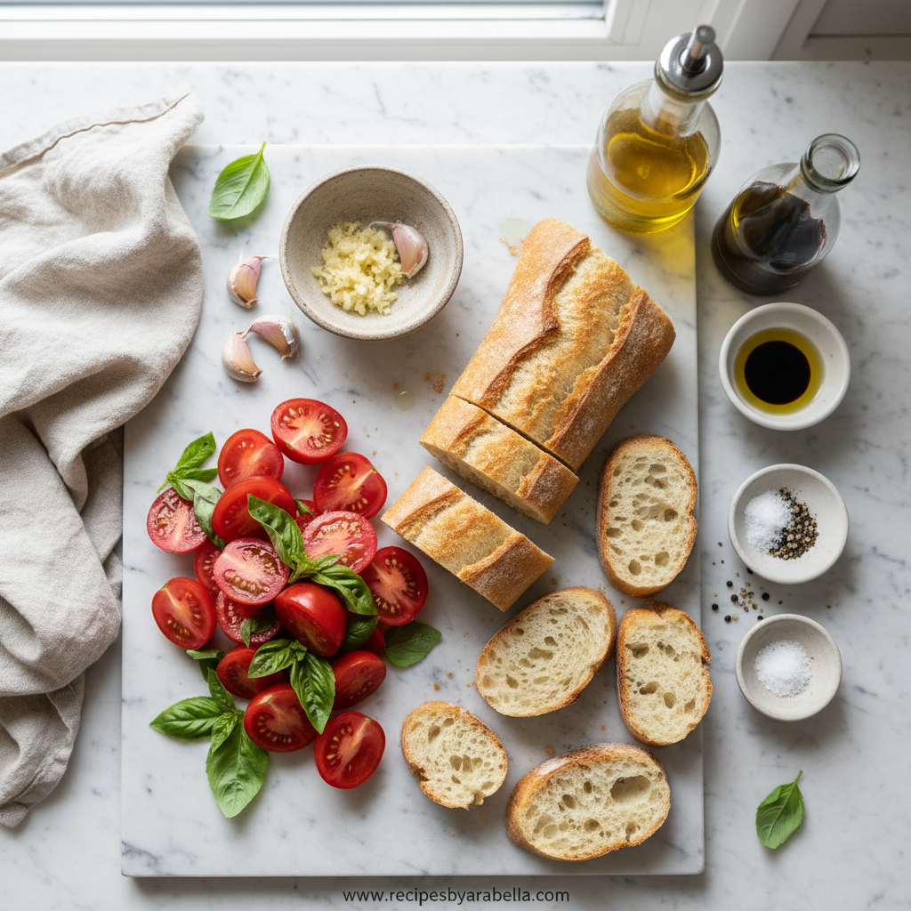 Classic Tomato Basil Bruschetta Recipe – Easy Italian Bread Appetizer 2 Fresh ingredients for Tomato Basil Bruschetta