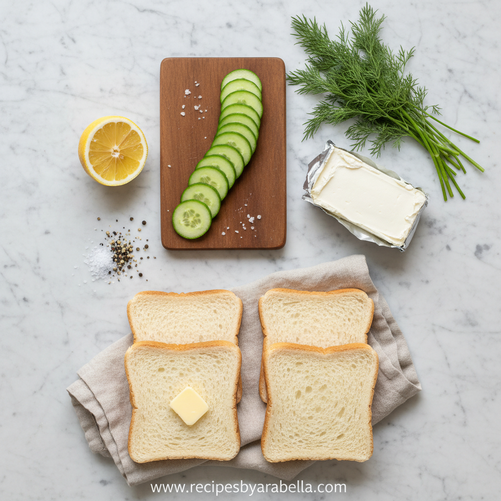 Classic Cucumber Sandwiches: A Fresh and Elegant Tea Time Treat 2 Ingredients for cucumber sandwiches