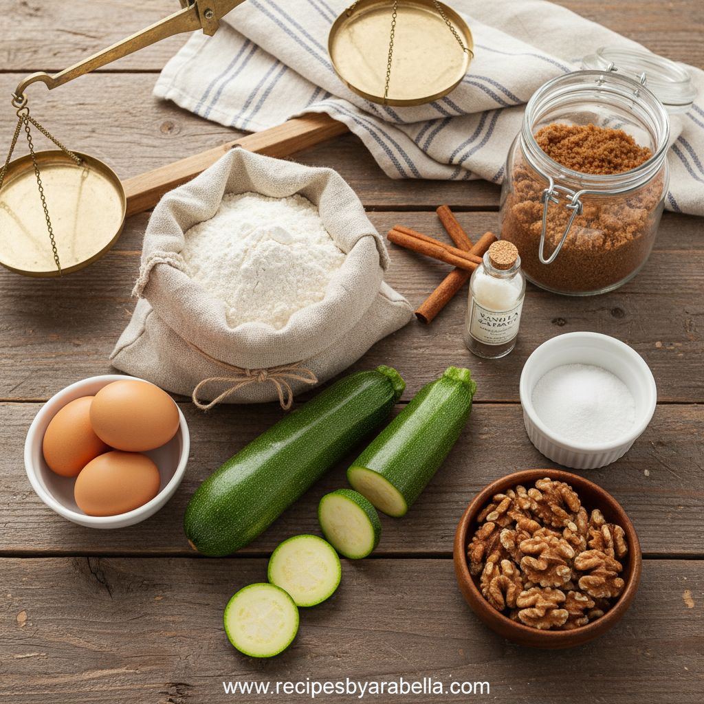 Ingredients for Mom’s Secret Moist Zucchini Bread