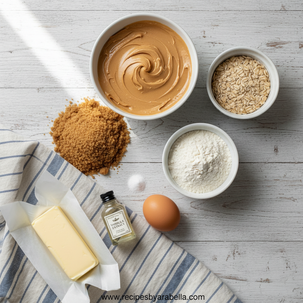 Ingredients for Peanut Butter Oatmeal Cookies
