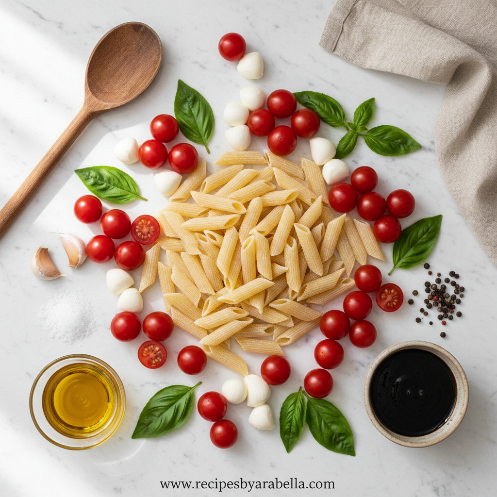 Caprese Pasta Salad (Italian Style): A Fresh and Flavorful Dish 2 Ingredients for Caprese Pasta Salad (Italian Style)