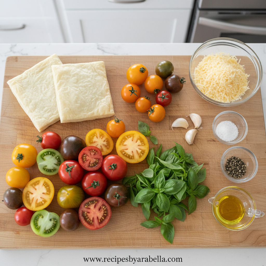 Cheesy Heirloom Tomato Tarts with Puff Pastry | PWWB 2 Ingredients for Cheesy Heirloom Tomato Tarts