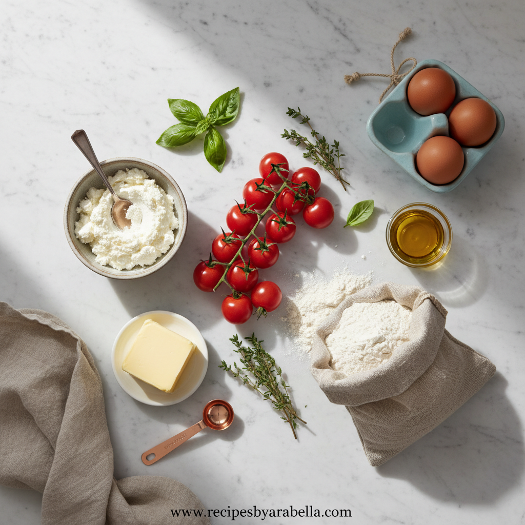 Cherry Tomato Tart with Herbed Ricotta: A Delightful Summer Recipe 2 Ingredients for Cherry Tomato Tart with Herbed Ricotta