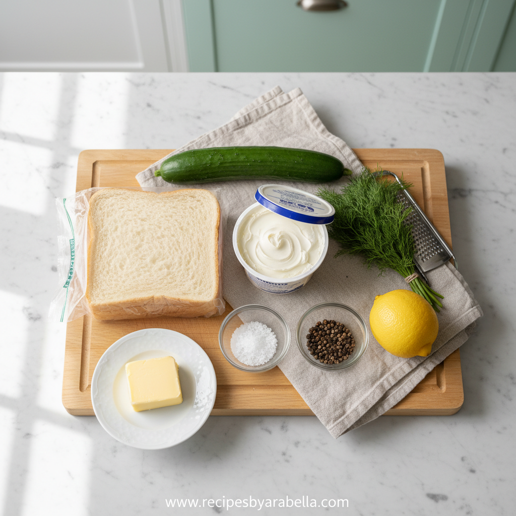 Classic Cucumber Sandwiches: A Fresh and Elegant Tea Time Treat 2 Ingredients for cucumber sandwiches
