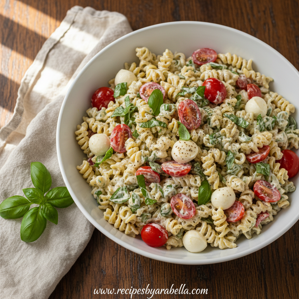 creamy-caprese-pasta-salad--simple-dinner-for-a-crowd--fresh-summer-dinner-recipes_feature