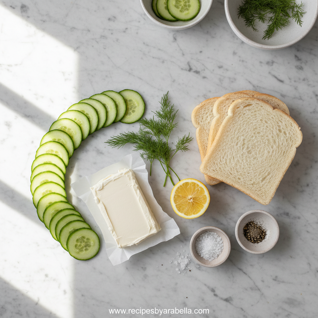 Classic Cucumber Sandwiches: A Fresh and Elegant Tea Time Treat 2 Ingredients for cucumber sandwiches